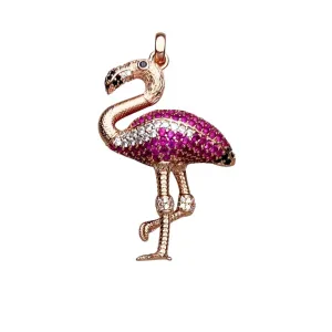 Unique Rose Gold Punk-Style Flamingo Pendant