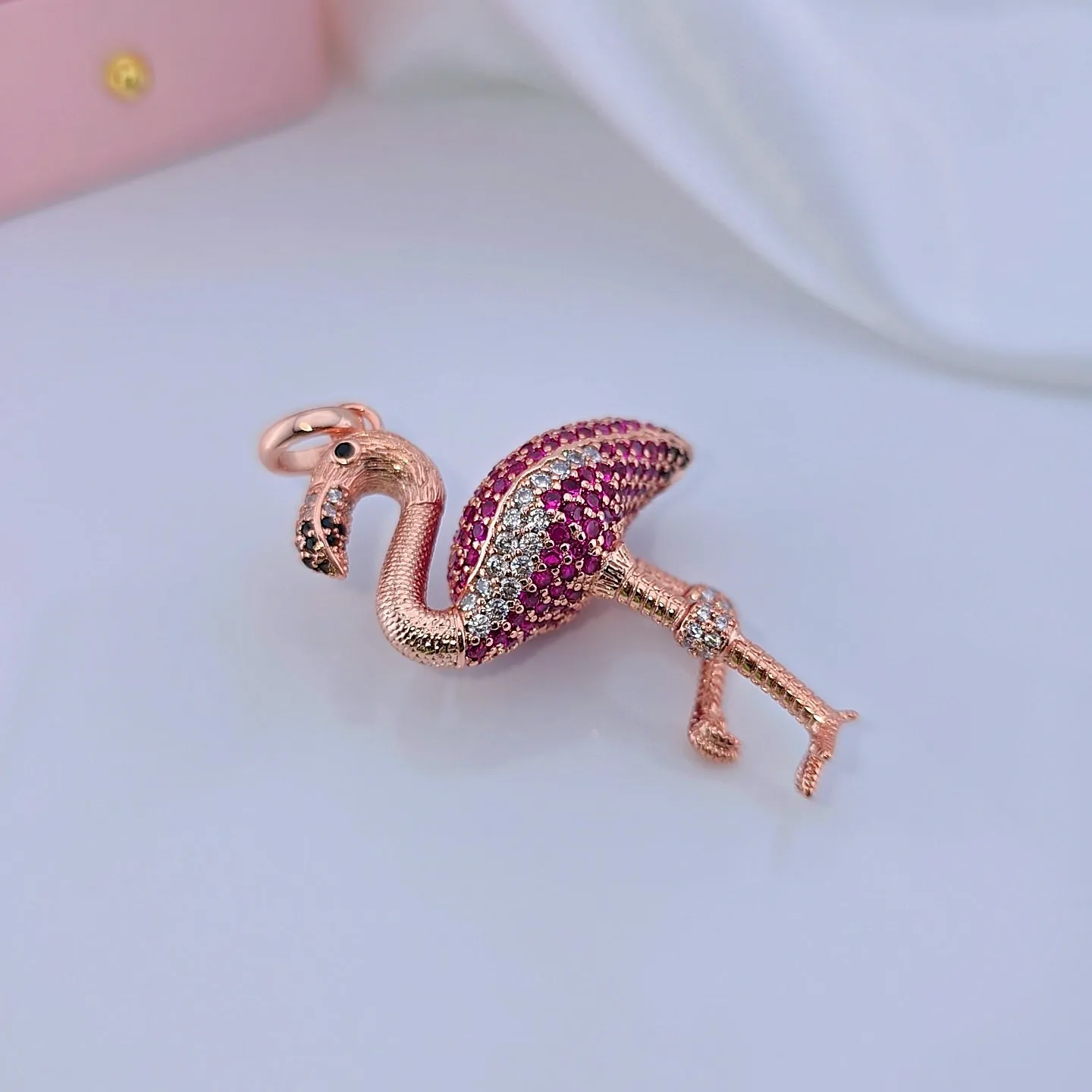 Unique Rose Gold Punk-Style Flamingo Pendant