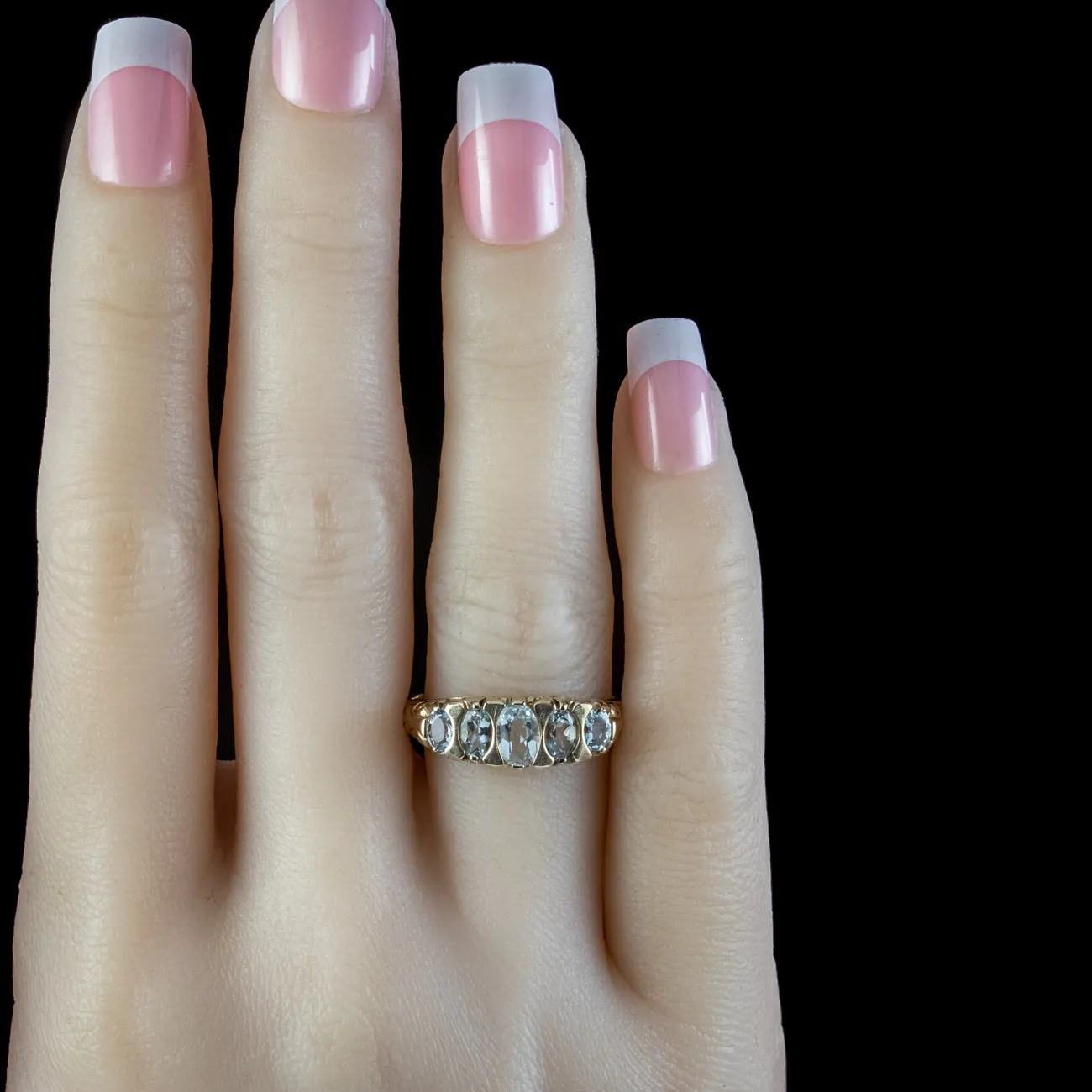 Victorian Style Blue Topaz Ring 9ct Gold Dated 2000