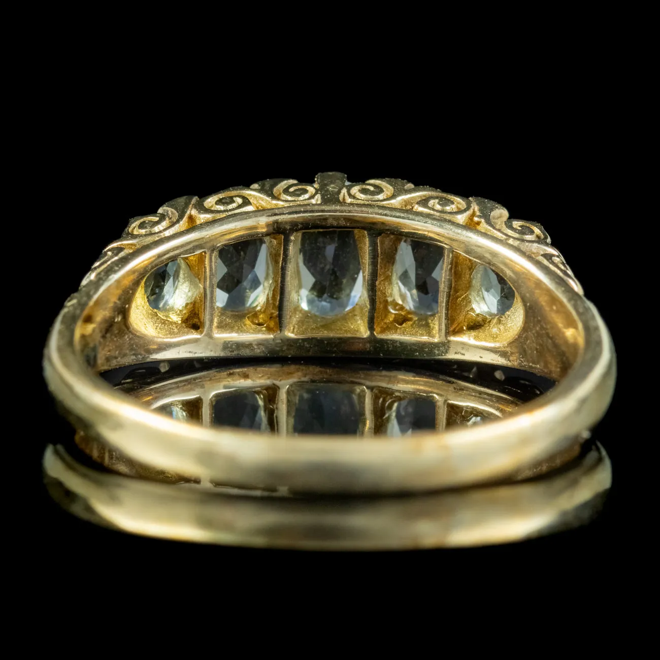 Victorian Style Blue Topaz Ring 9ct Gold Dated 2000