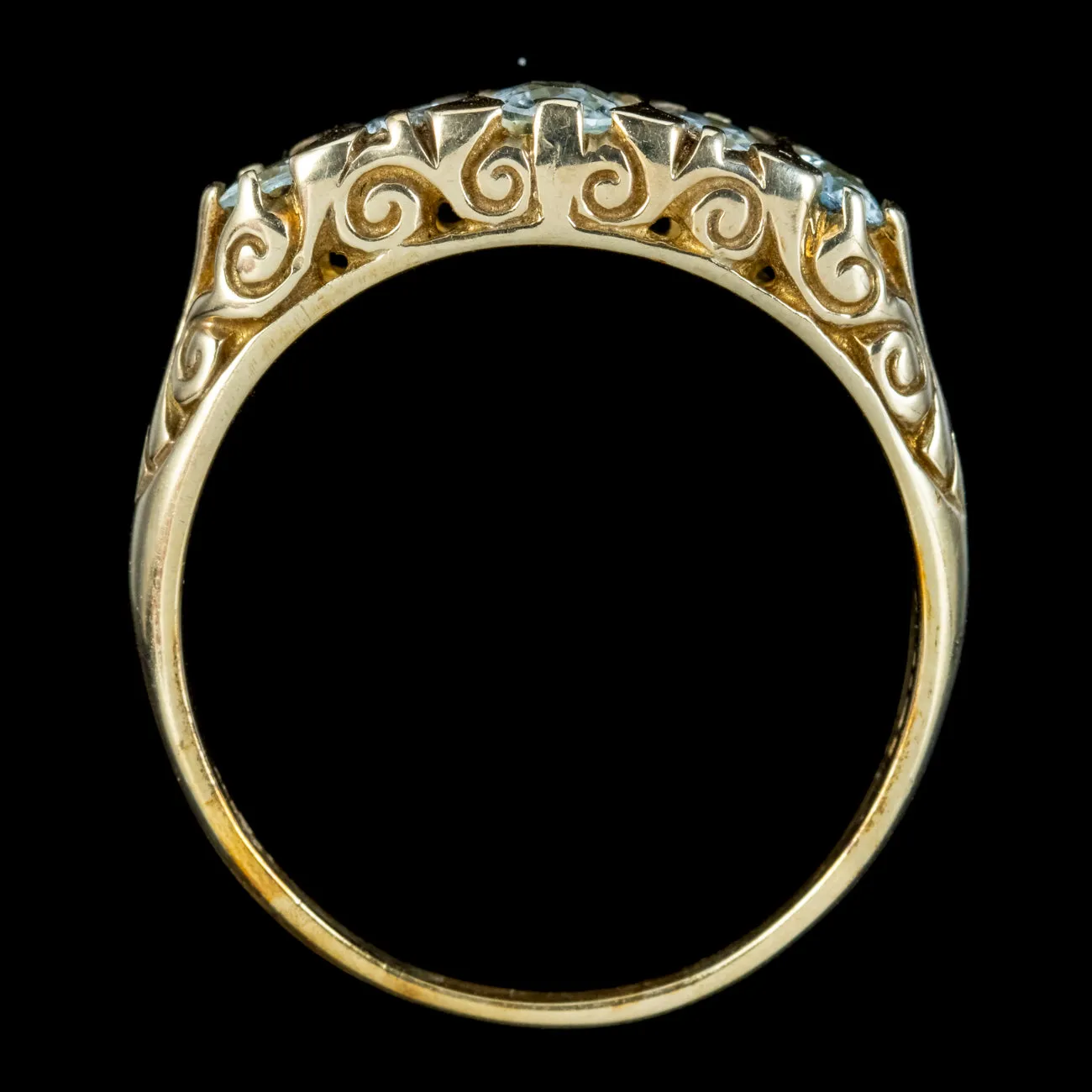 Victorian Style Blue Topaz Ring 9ct Gold Dated 2000