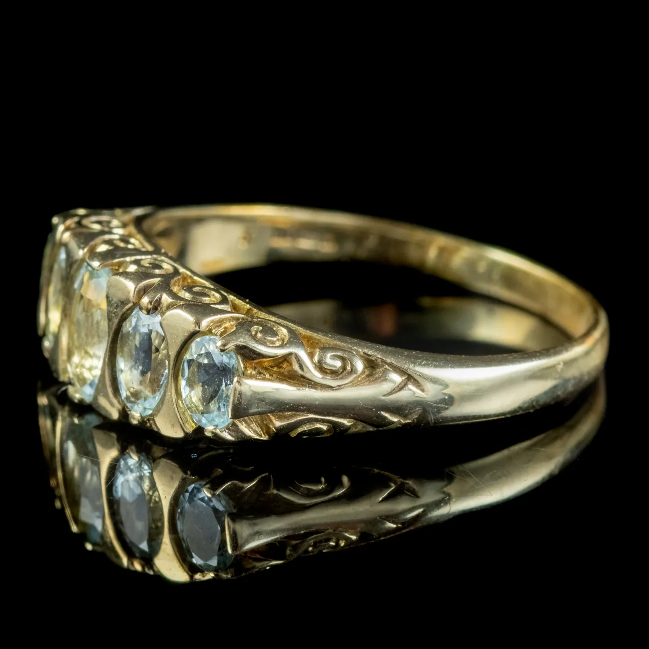 Victorian Style Blue Topaz Ring 9ct Gold Dated 2000