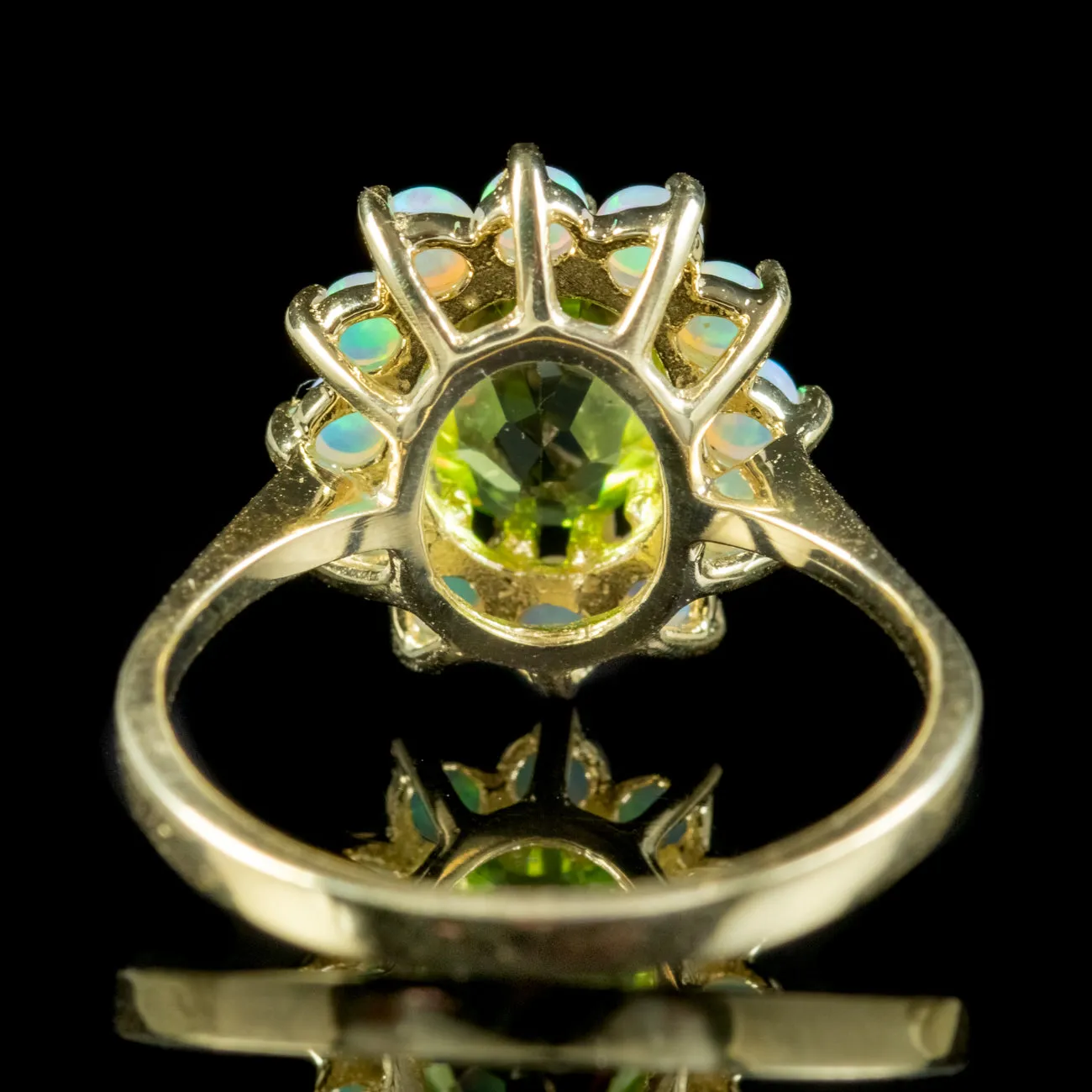 Victorian Style Opal Peridot Ring 9ct Gold 1.60ct Peridot