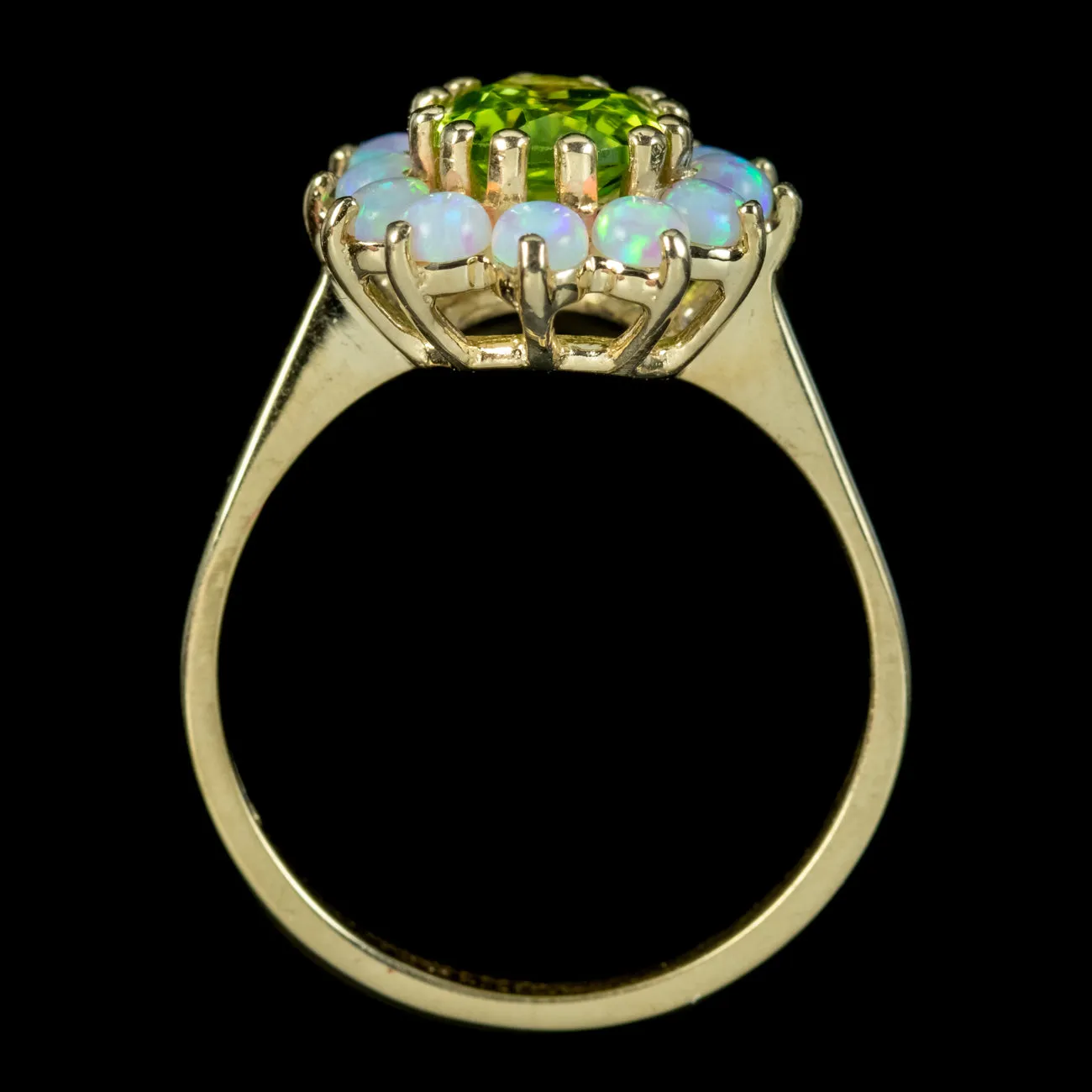 Victorian Style Opal Peridot Ring 9ct Gold 1.60ct Peridot