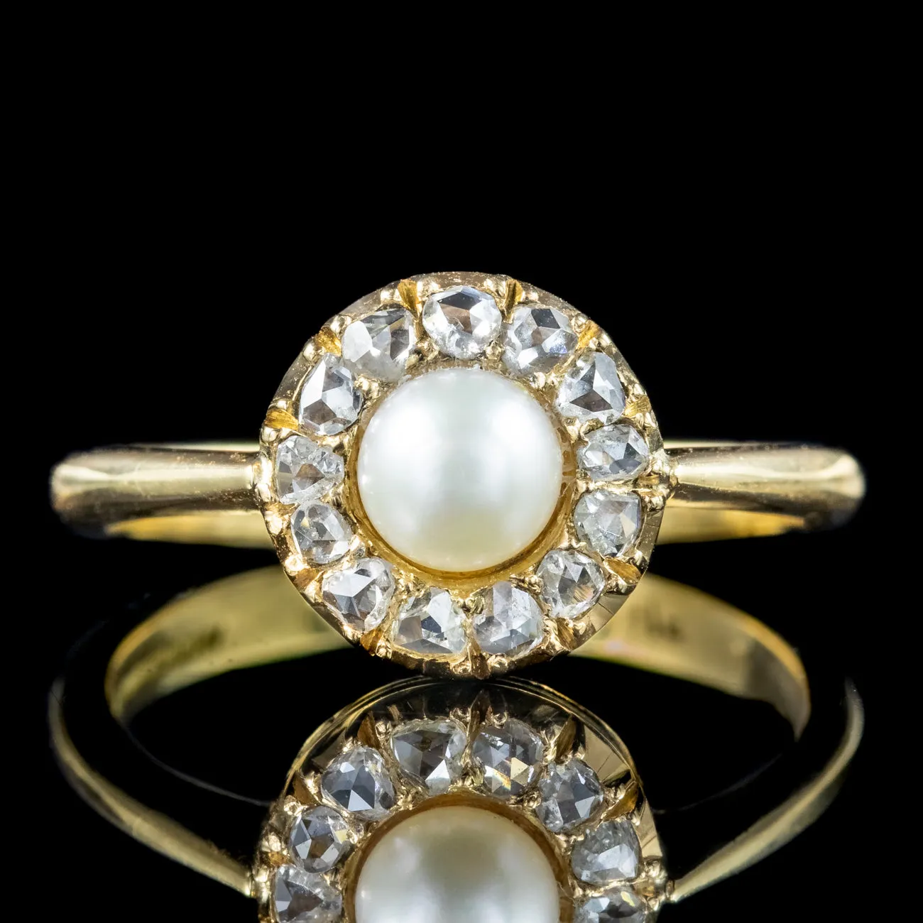 Victorian Style Pearl Diamond Cluster Ring