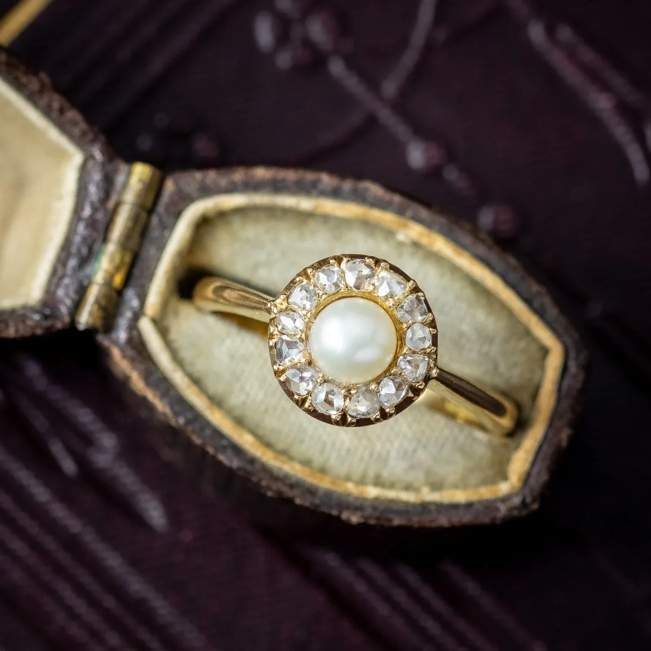 Victorian Style Pearl Diamond Cluster Ring
