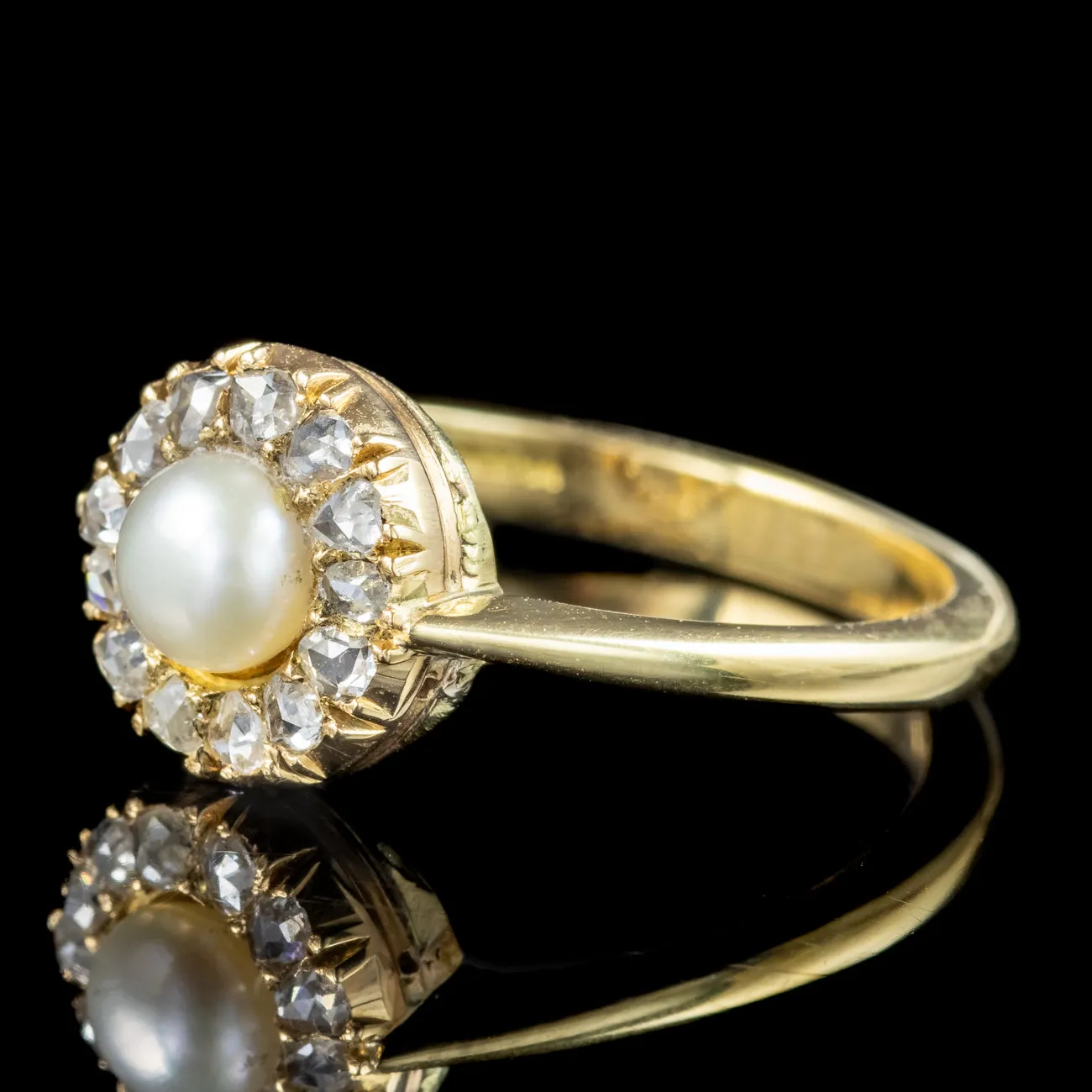Victorian Style Pearl Diamond Cluster Ring
