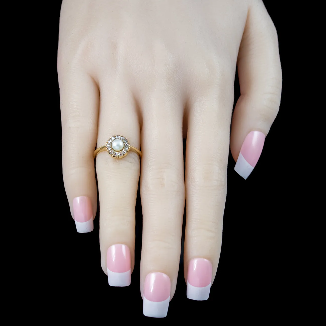 Victorian Style Pearl Diamond Cluster Ring