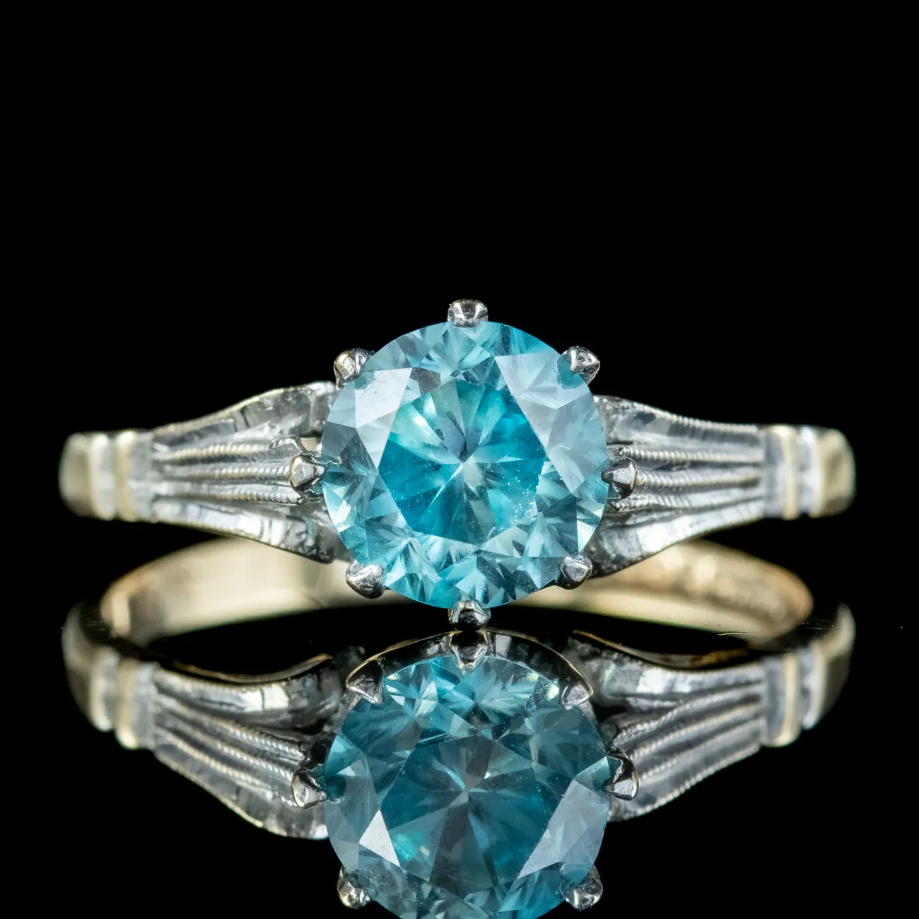 Vintage Blue Zircon Solitaire Ring 1.2ct Zircon Dated 1962