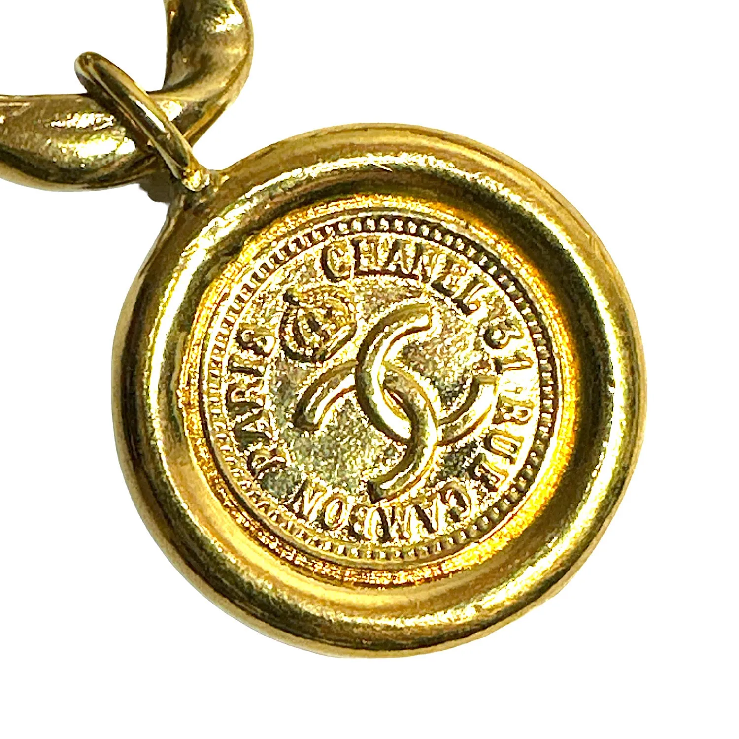 Vintage CHANEL Gold Plated Cambon 31 Rue Coin Chain Belt