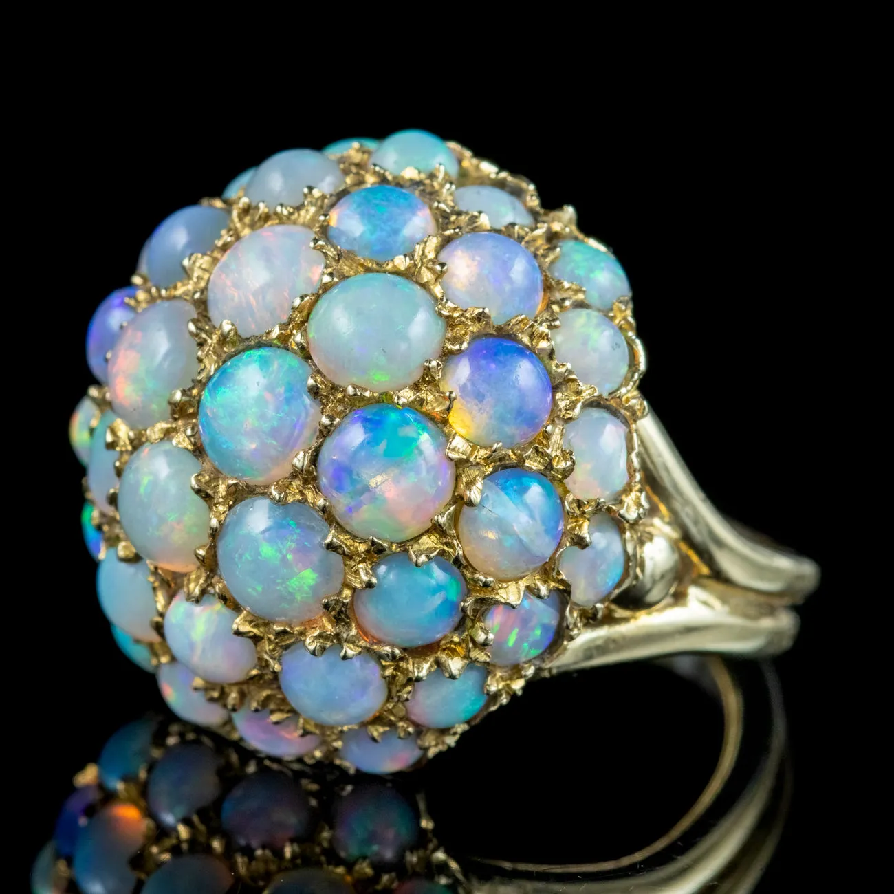 Vintage Opal Boule Cluster Ring 4ct Total Dated 1966