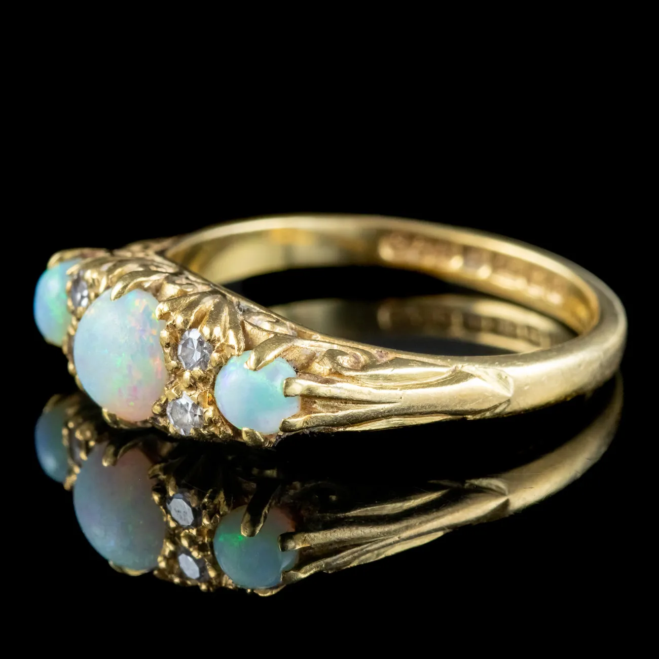 Vintage Opal Diamond Ring 1.1ct Opal Dated 1965