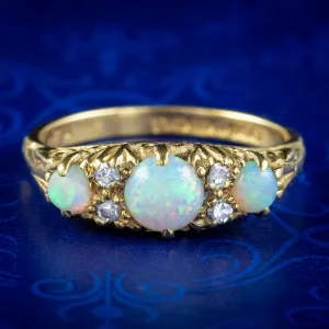Vintage Opal Diamond Ring 1.1ct Opal Dated 1965