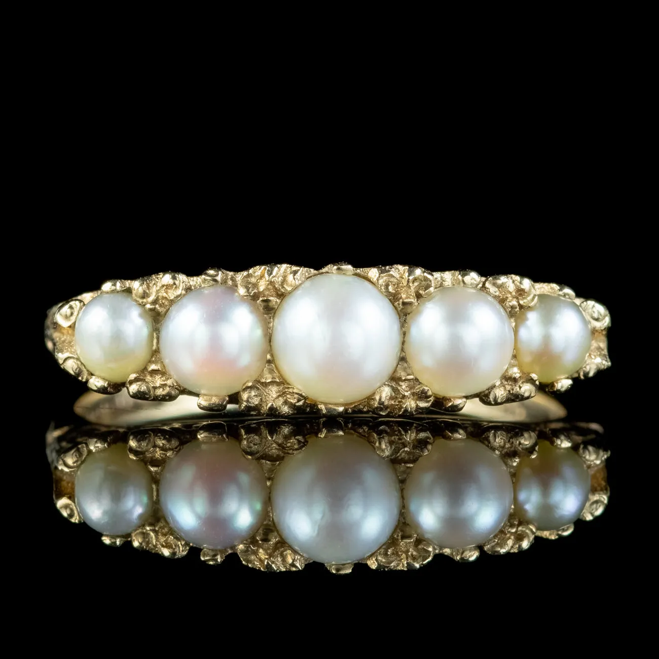 Vintage Pearl Carved Half Hoop Ring Dated 1967