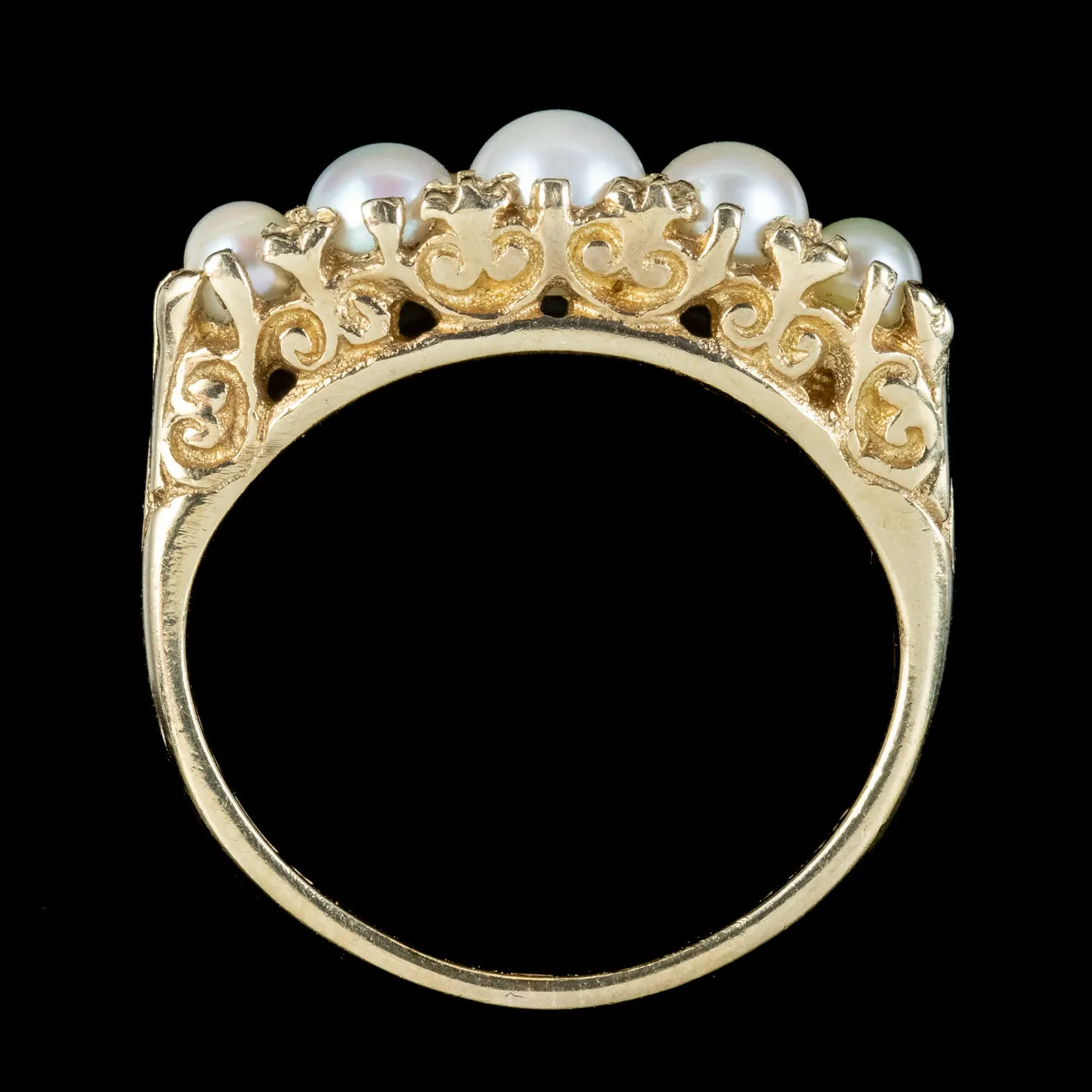 Vintage Pearl Carved Half Hoop Ring Dated 1967