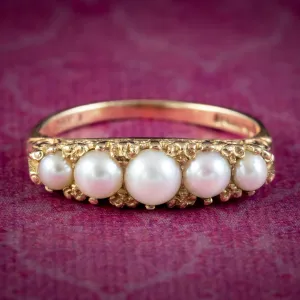 Vintage Pearl Carved Half Hoop Ring Dated 1967