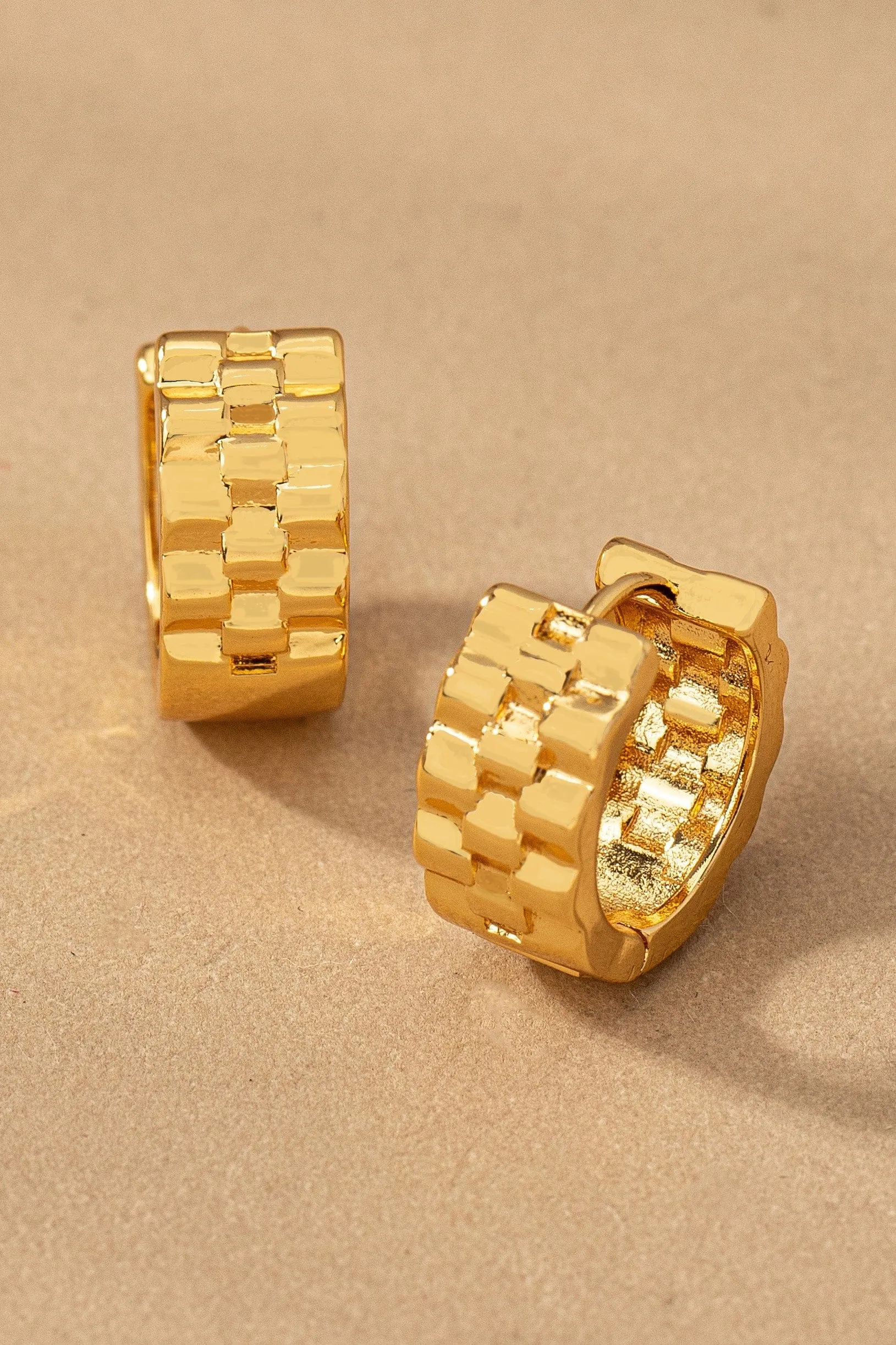 Water Proof Stainless Watch Band Huggie Earrings