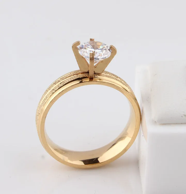 Wedding Engagement Charm Fashion Round Polish Gold Plated Rings