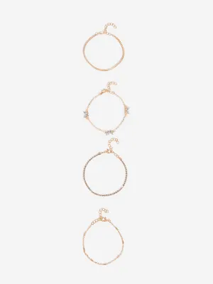 Westside Accessories Gold Butterfly Stackable Bracelets - Pack of 4